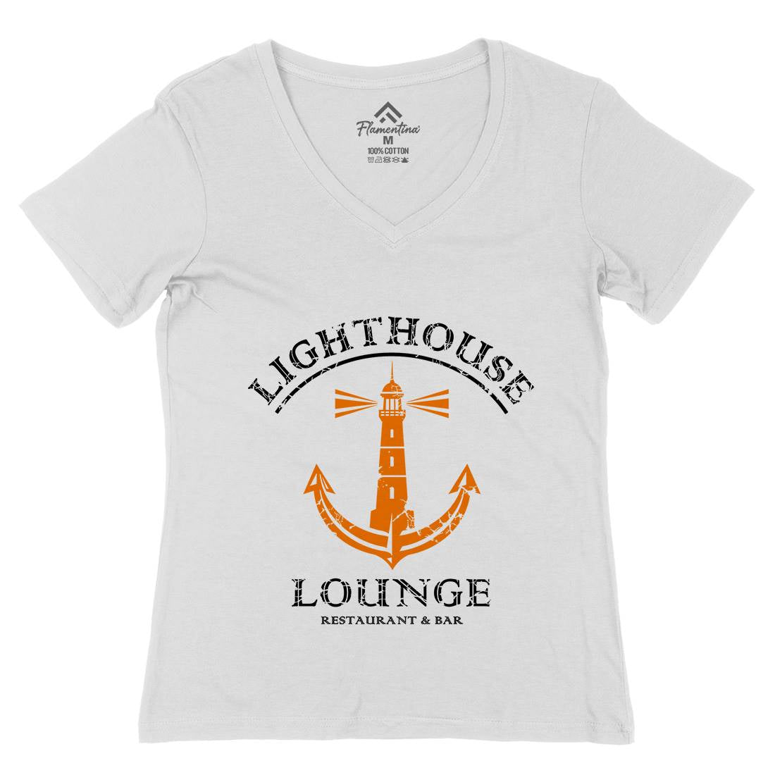 Lighthouse Lounge Womens Organic V-Neck T-Shirt Horror D373