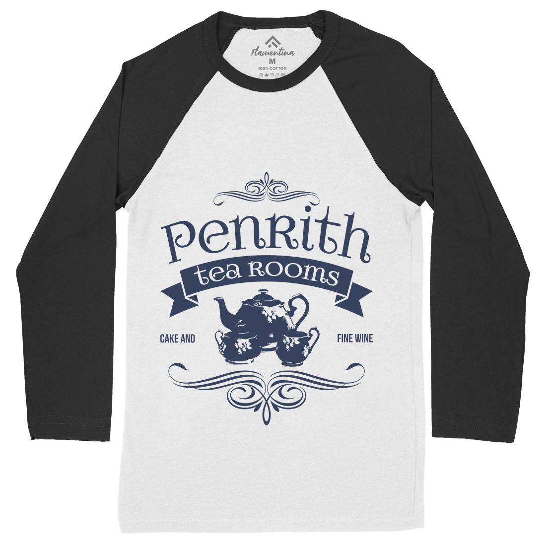 Penrith Tea Rooms Mens Long Sleeve Baseball T-Shirt Food D374