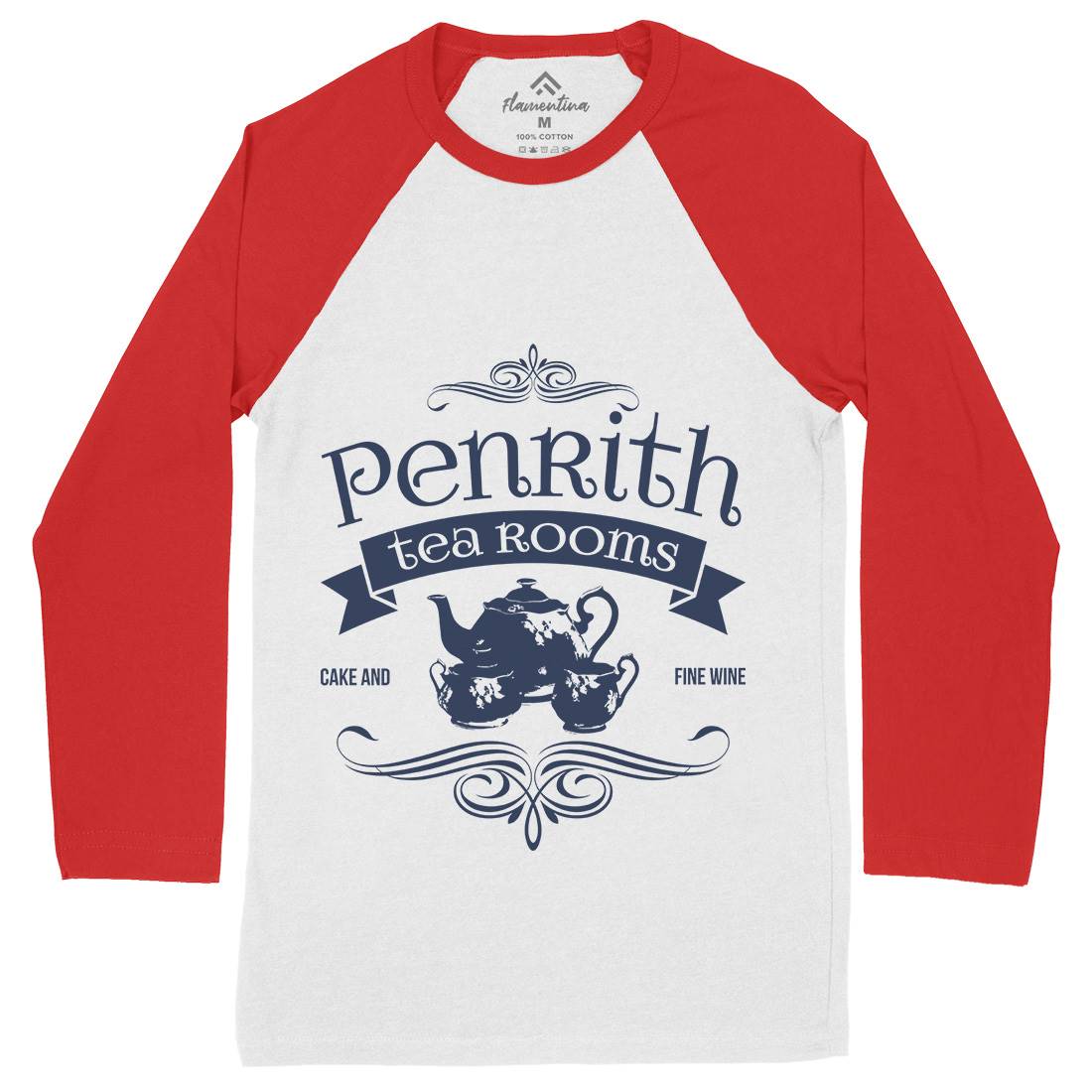 Penrith Tea Rooms Mens Long Sleeve Baseball T-Shirt Food D374