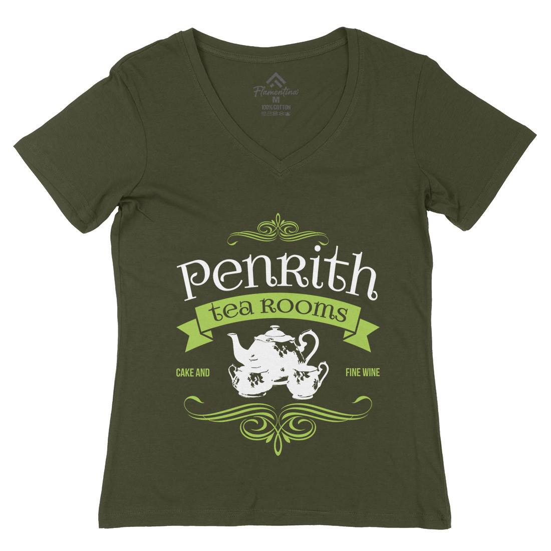 Penrith Tea Rooms Womens Organic V-Neck T-Shirt Food D374