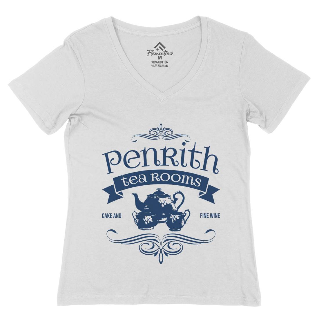 Penrith Tea Rooms Womens Organic V-Neck T-Shirt Food D374