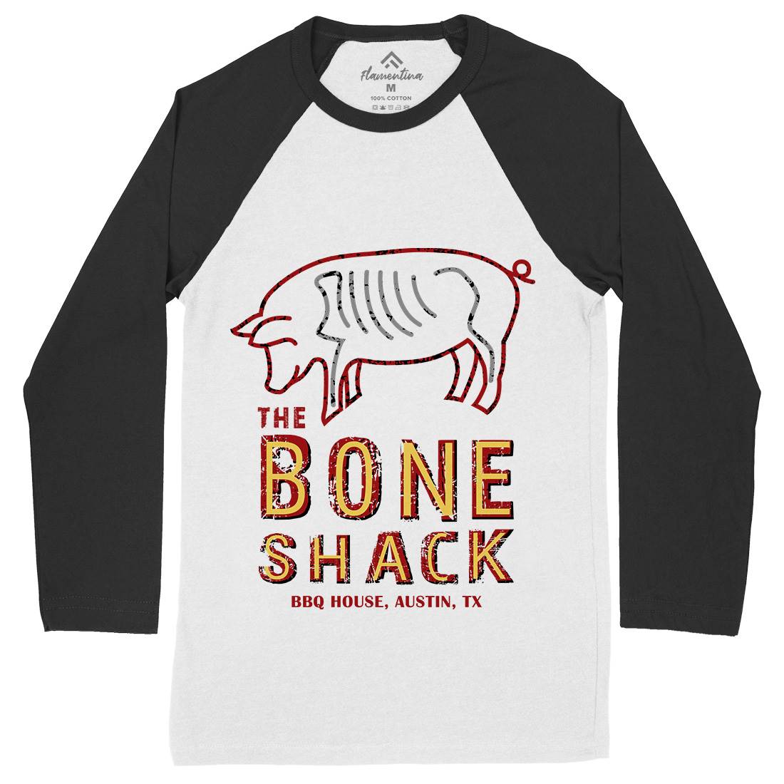 Bone Shack Mens Long Sleeve Baseball T-Shirt Horror D375
