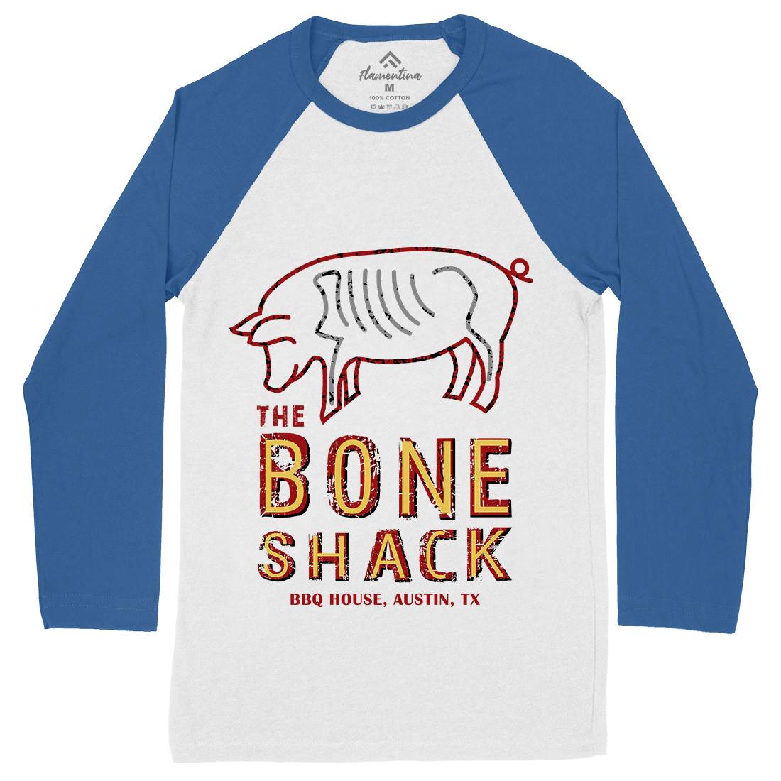 Bone Shack Mens Long Sleeve Baseball T-Shirt Horror D375