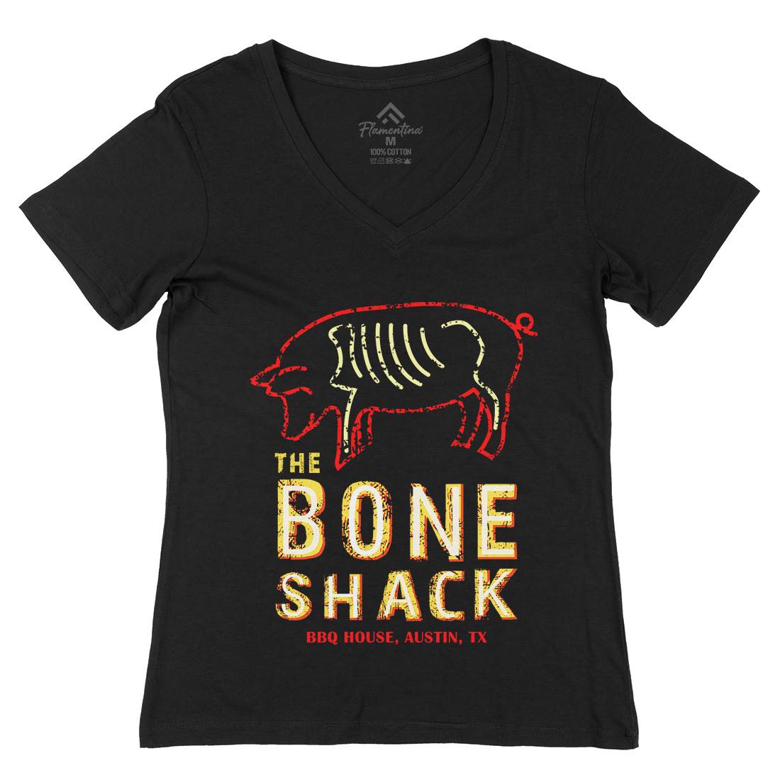 Bone Shack Womens Organic V-Neck T-Shirt Horror D375