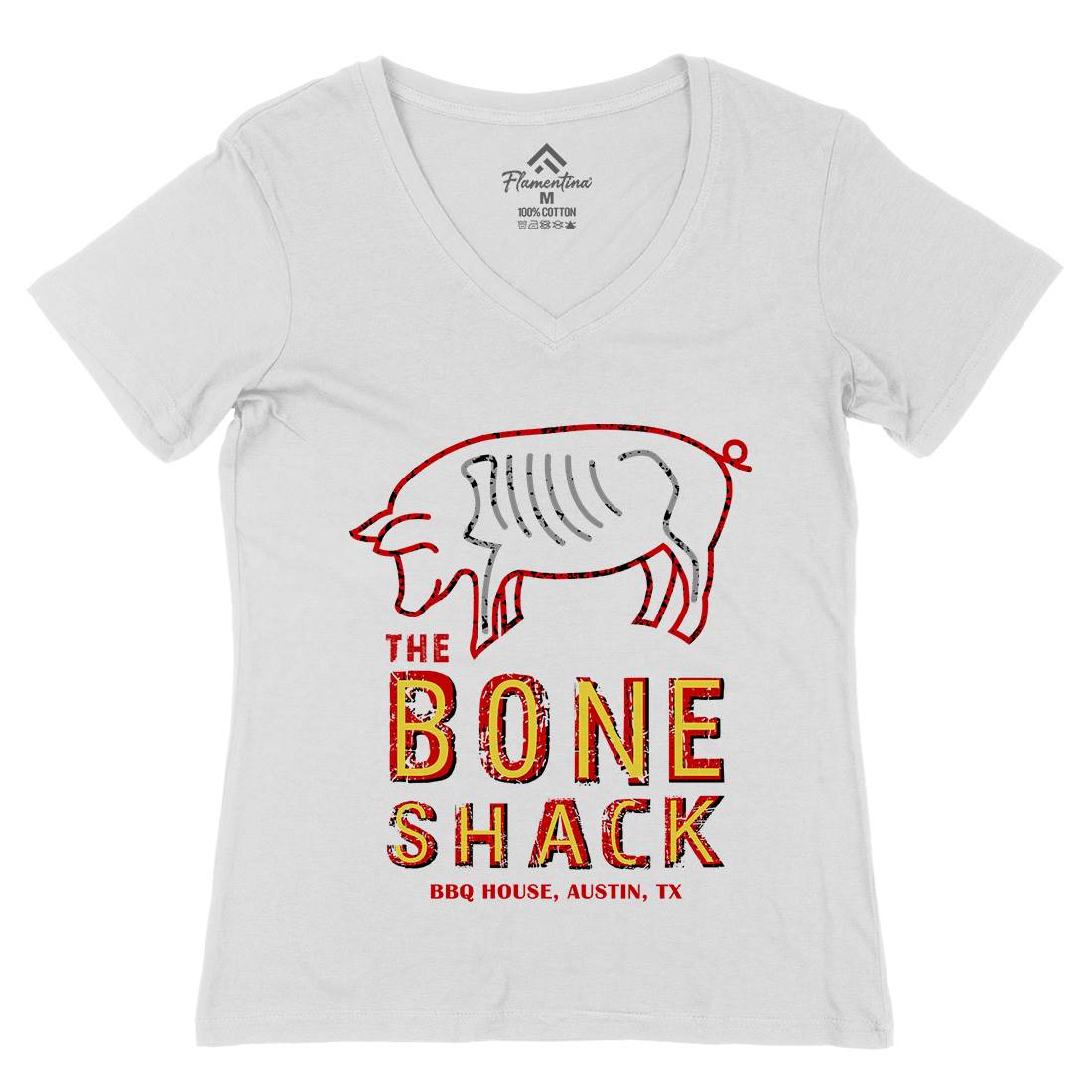 Bone Shack Womens Organic V-Neck T-Shirt Horror D375