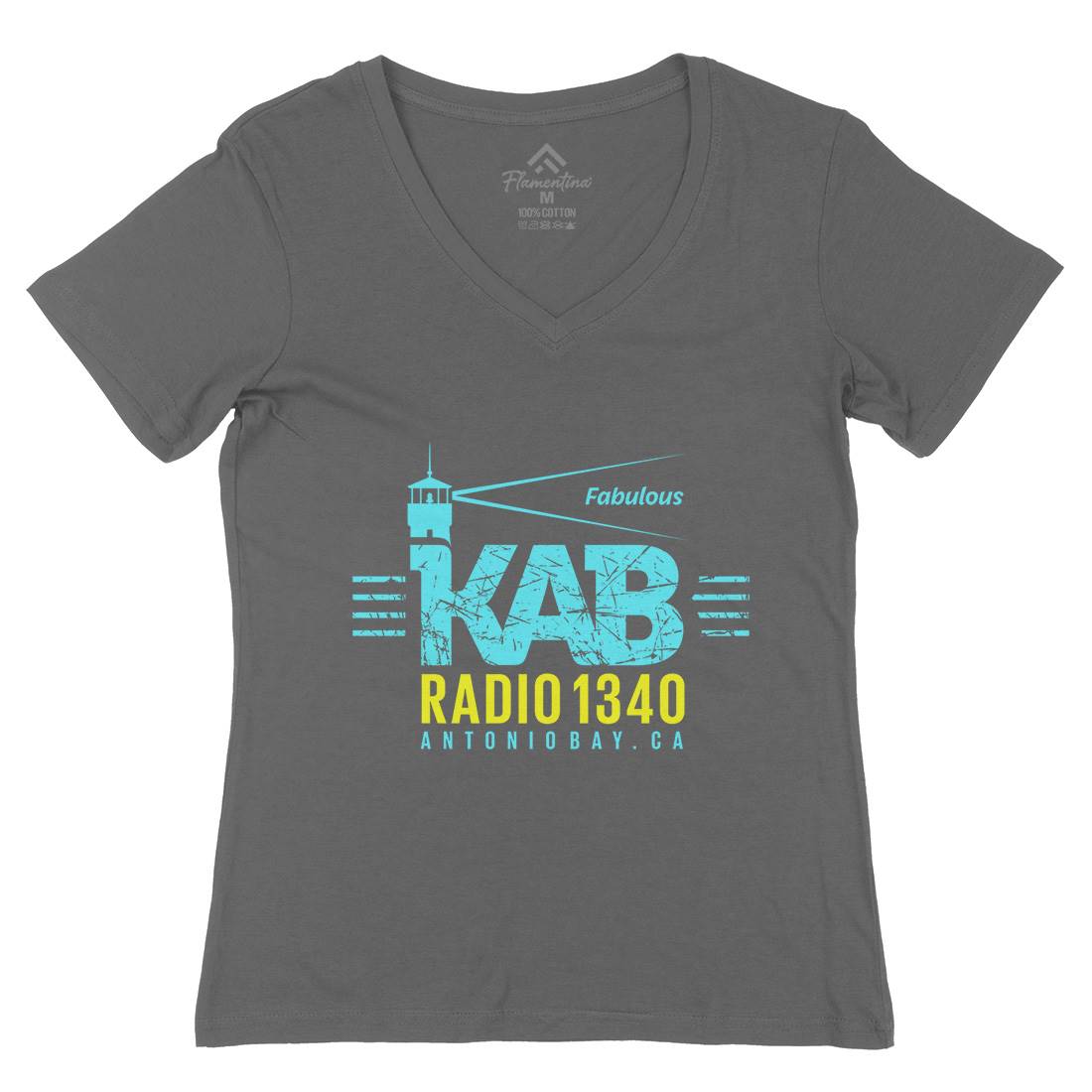 Kab Radio Womens Organic V-Neck T-Shirt Music D376