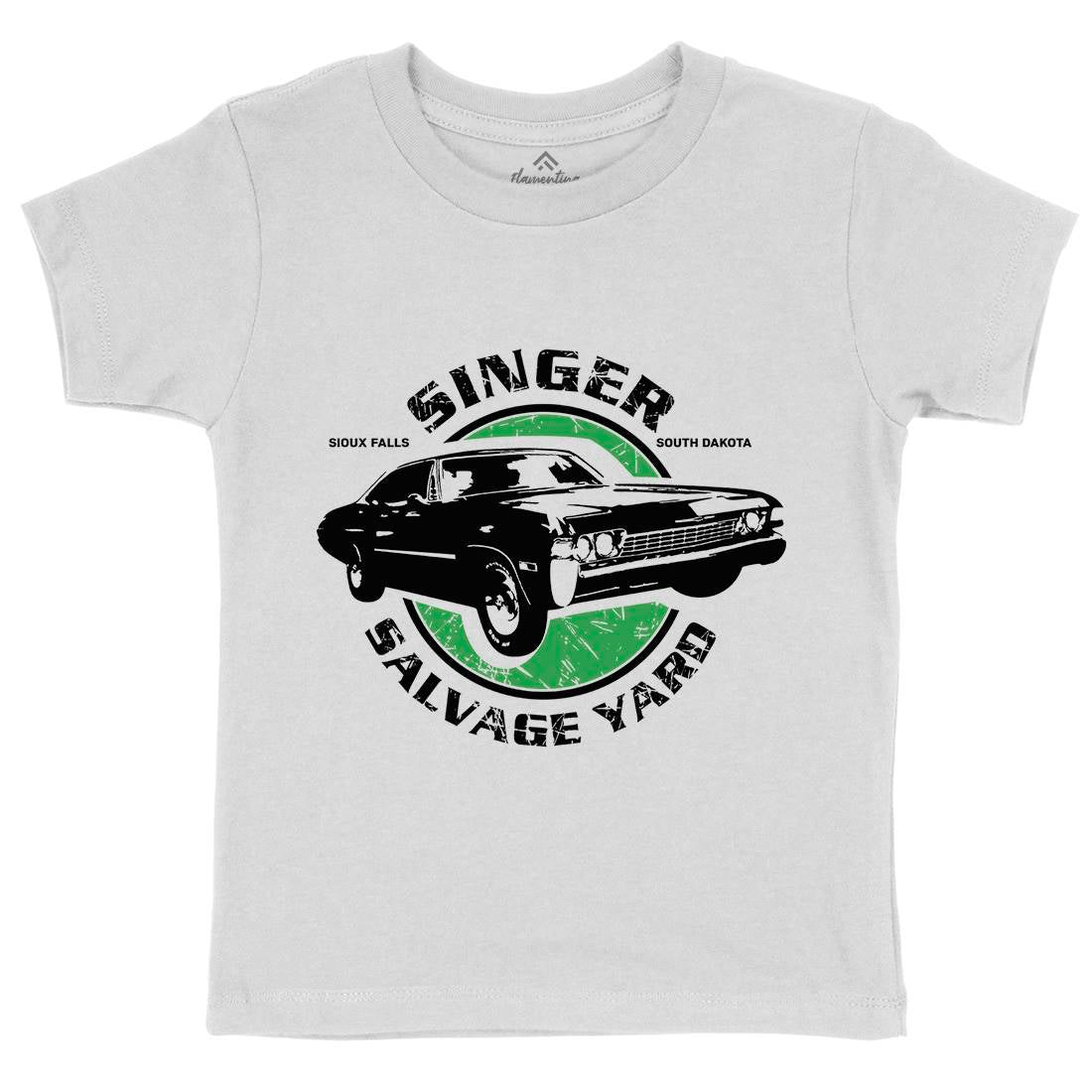 Singer Salvage Yard Kids Organic Crew Neck T-Shirt Cars D377