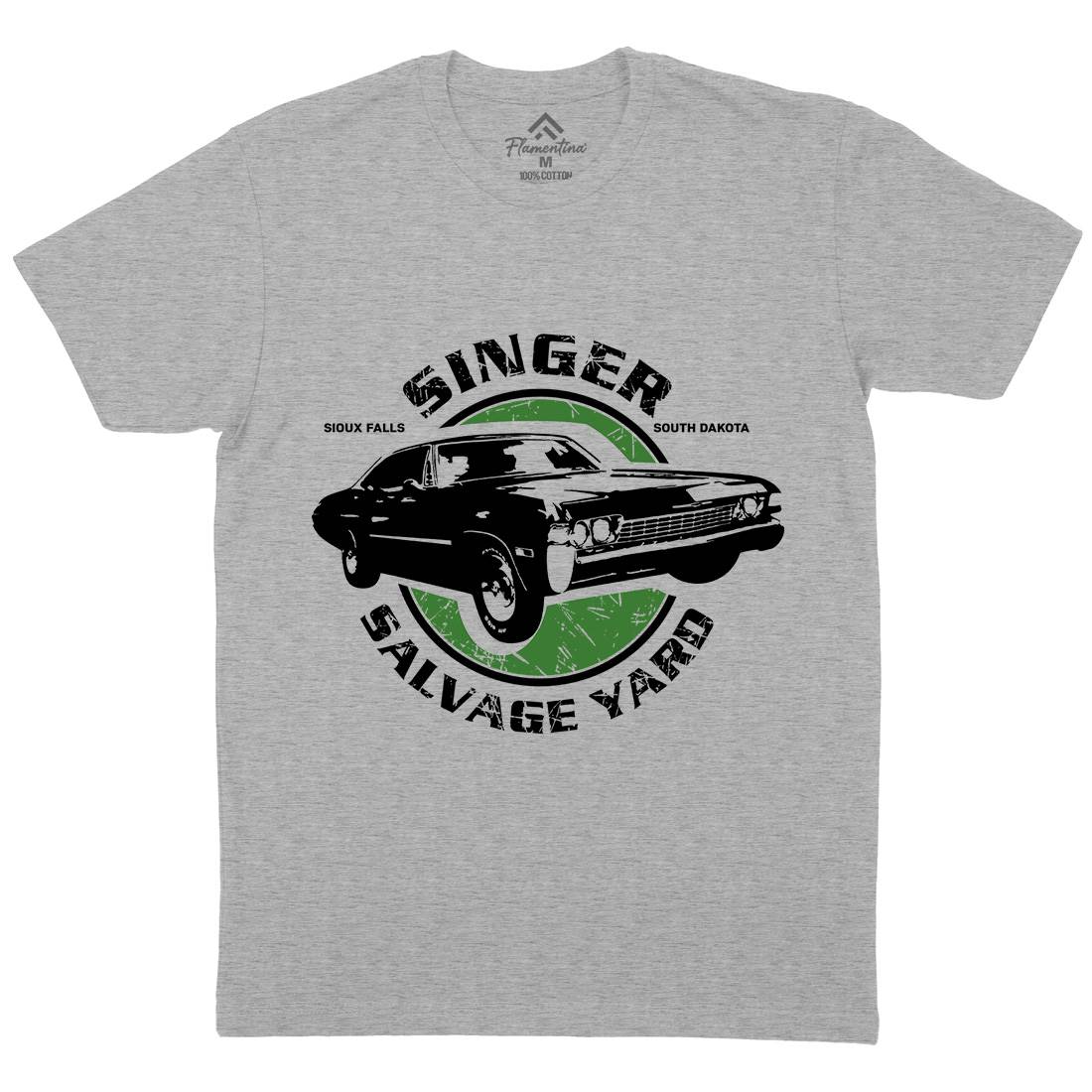 Singer Salvage Yard Mens Crew Neck T-Shirt Cars D377