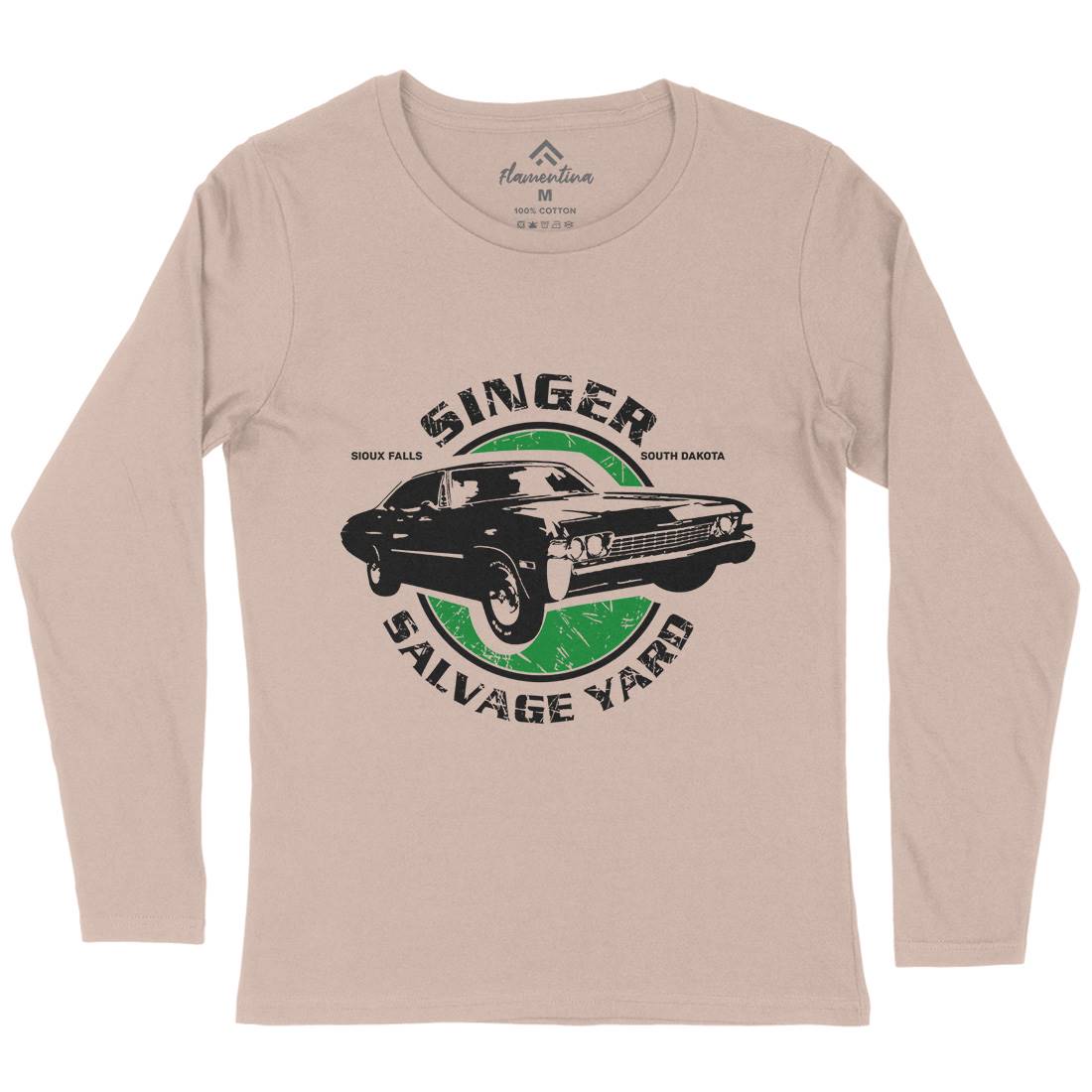 Singer Salvage Yard Womens Long Sleeve T-Shirt Cars D377