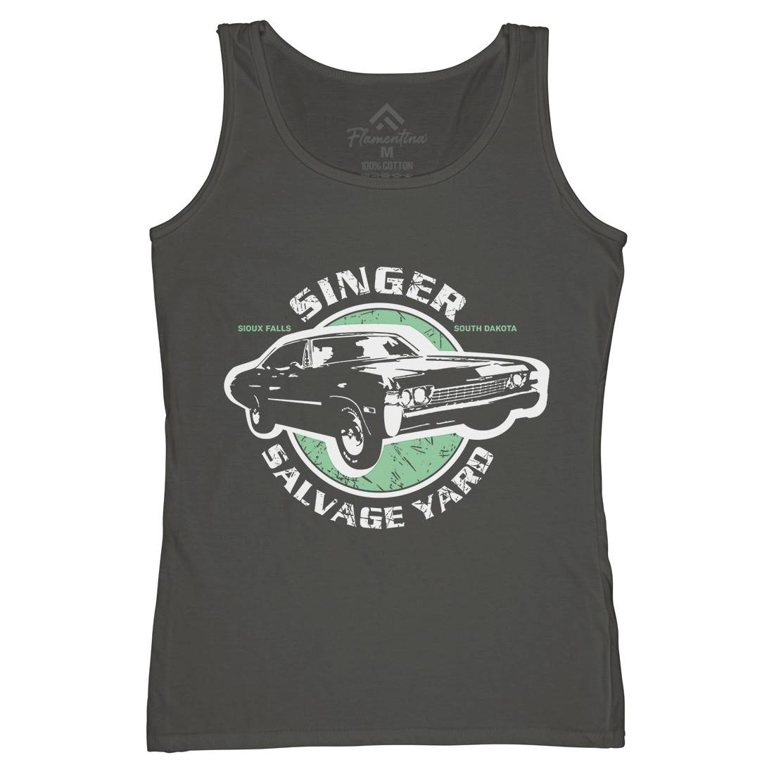 Singer Salvage Yard Womens Organic Tank Top Vest Cars D377