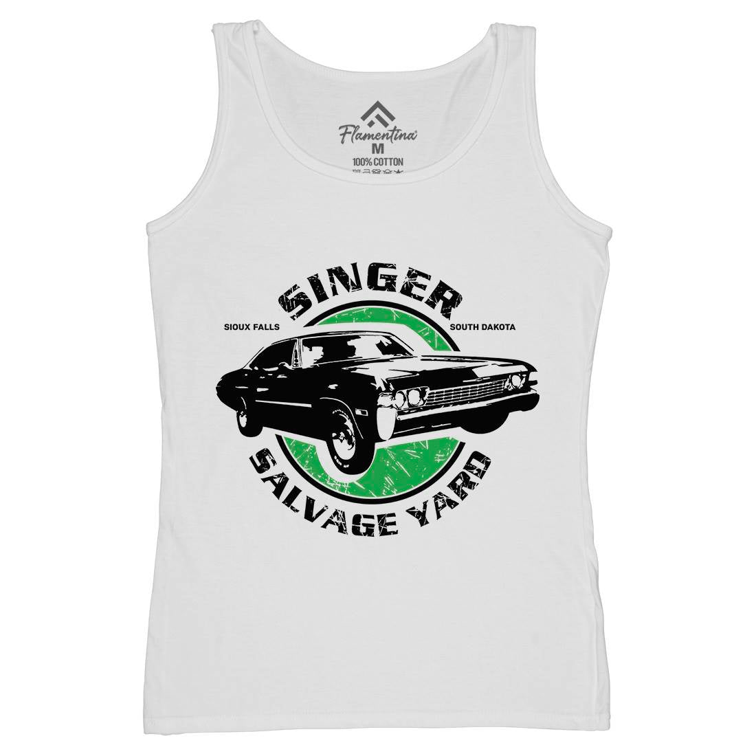 Singer Salvage Yard Womens Organic Tank Top Vest Cars D377