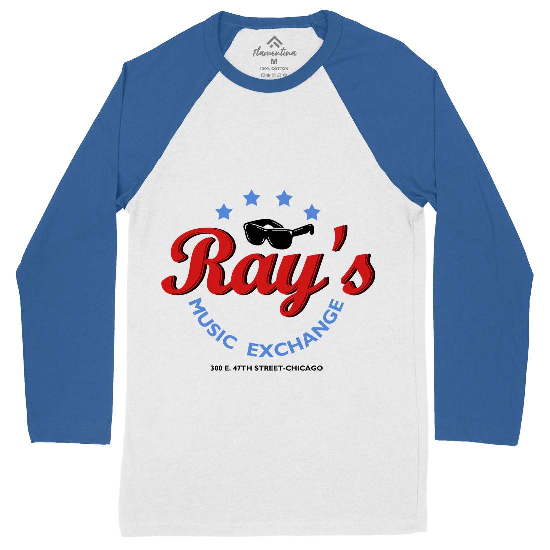 Rays Music Exchange Mens Long Sleeve Baseball T-Shirt Music D380