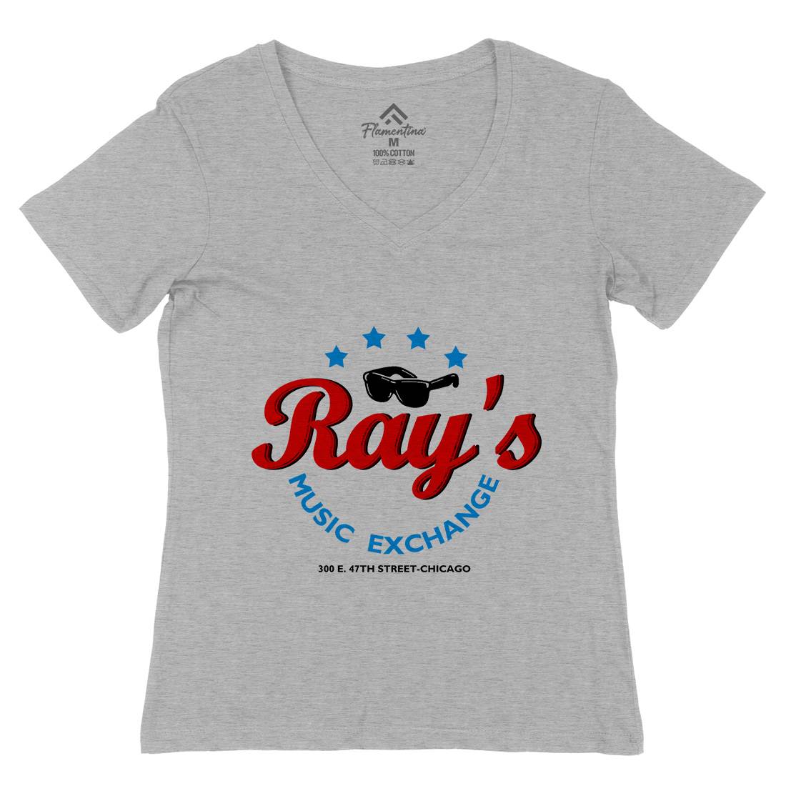 Rays Music Exchange Womens Organic V-Neck T-Shirt Music D380