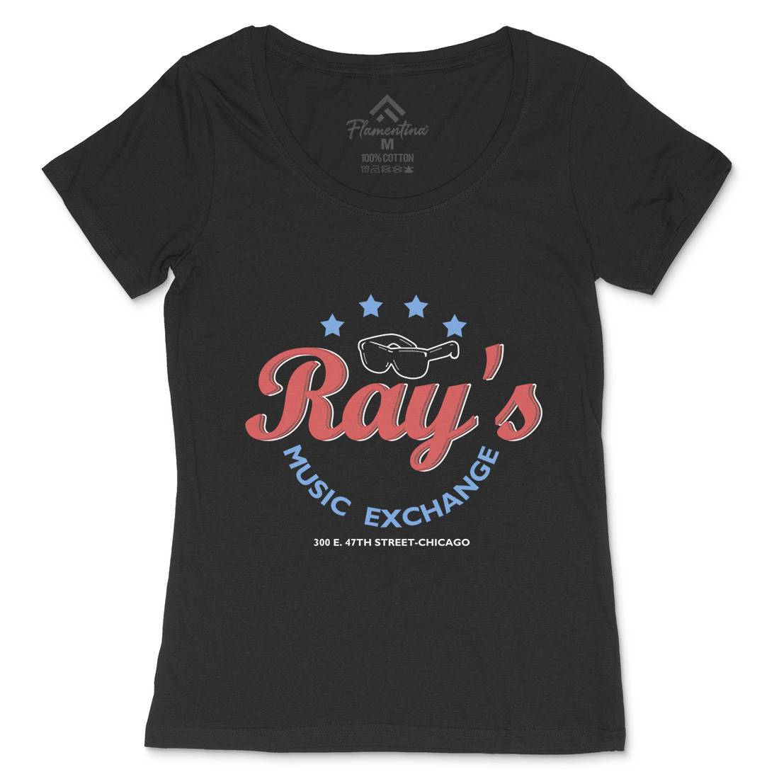 Rays Music Exchange Womens Scoop Neck T-Shirt Music D380