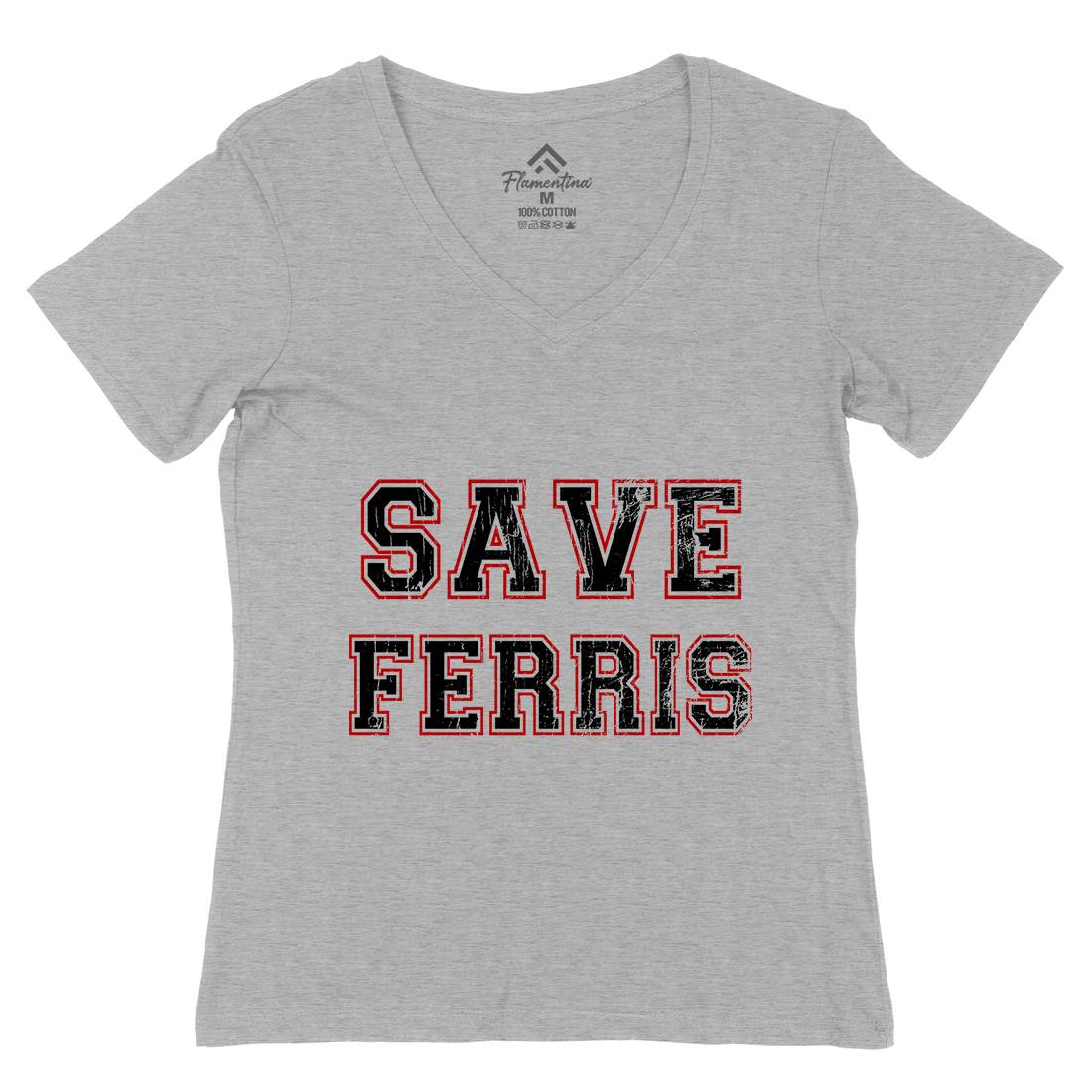 Save Ferris Womens Organic V-Neck T-Shirt Retro D382