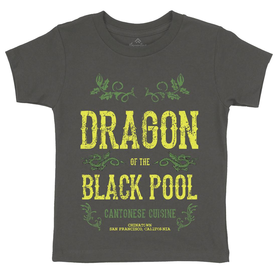 Dragon Of The Black Pool Kids Crew Neck T-Shirt Asian D384