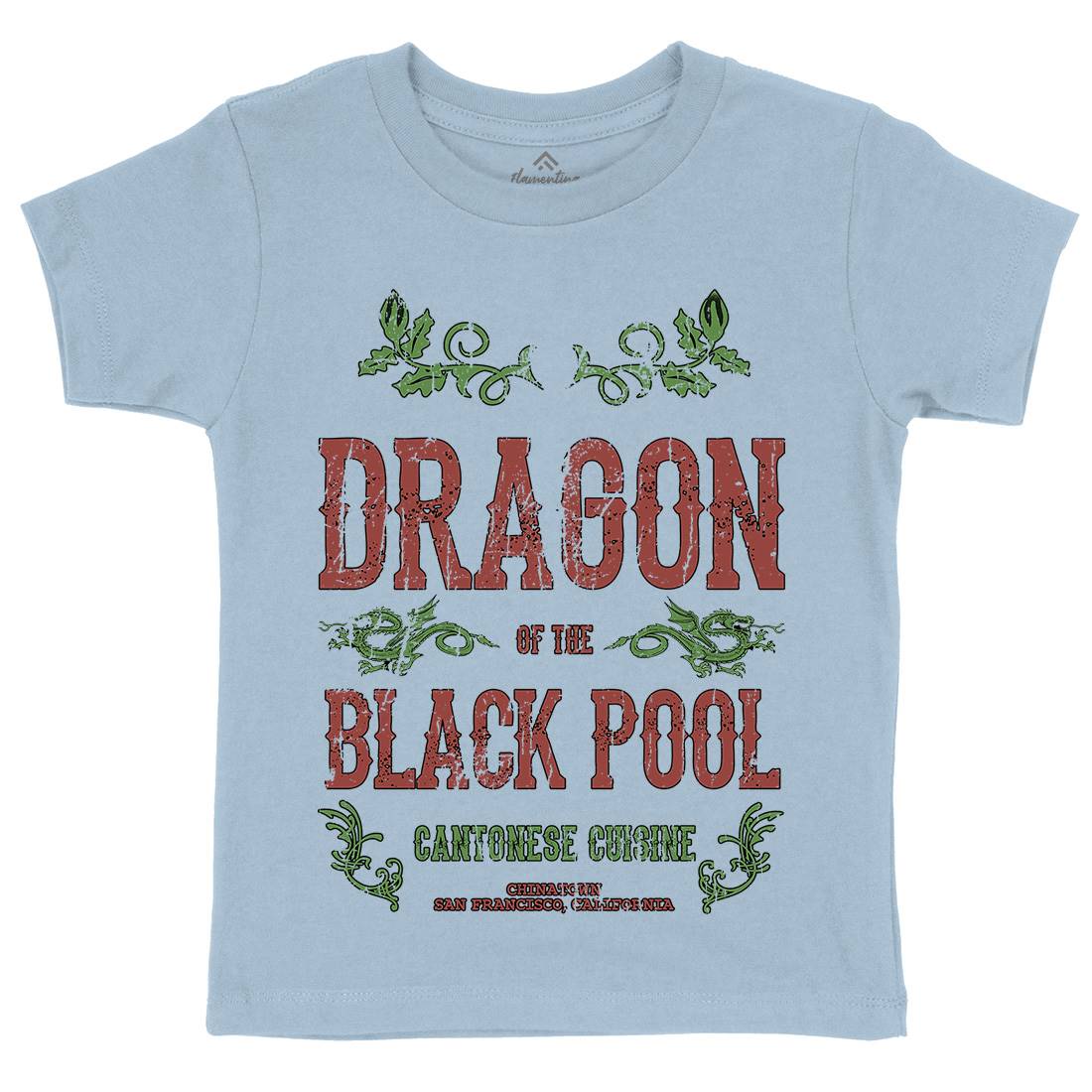 Dragon Of The Black Pool Kids Crew Neck T-Shirt Asian D384