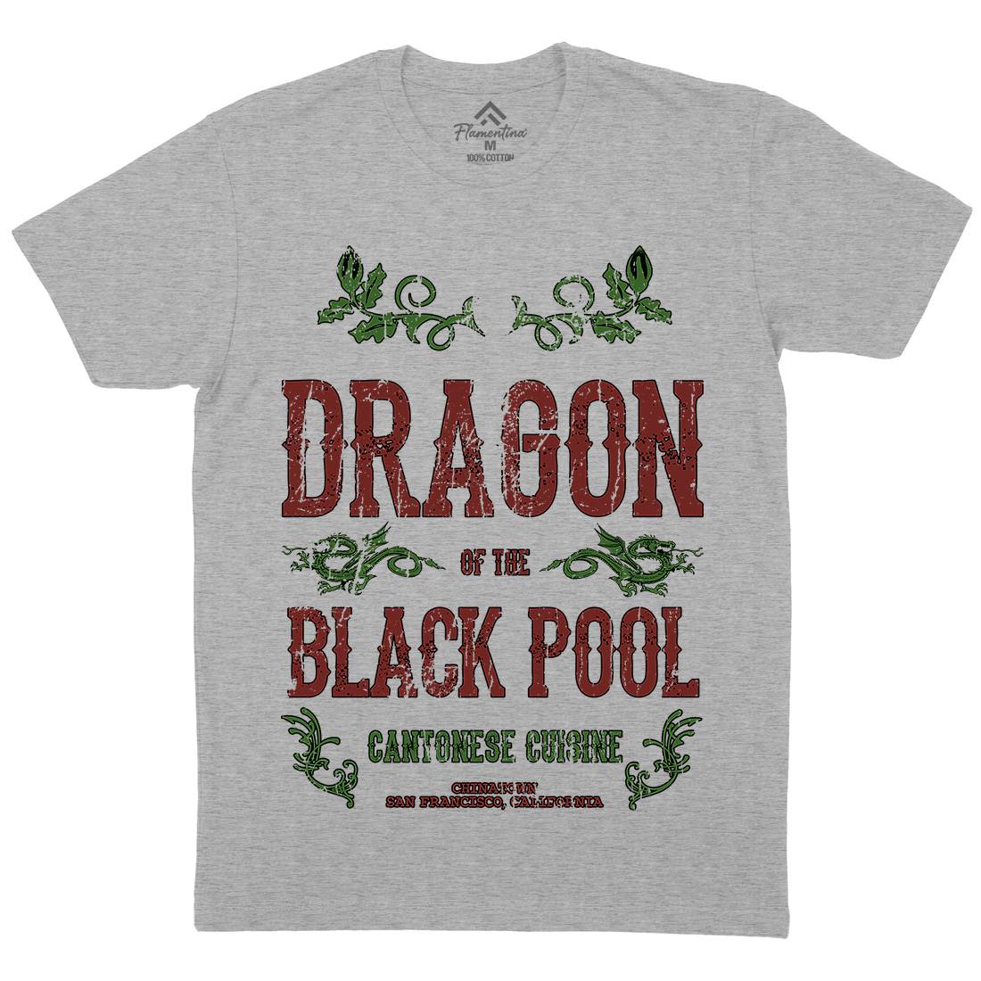 Dragon Of The Black Pool Mens Crew Neck T-Shirt Asian D384