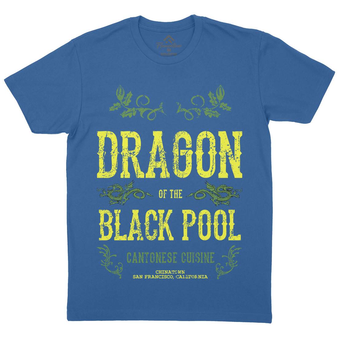 Dragon Of The Black Pool Mens Organic Crew Neck T-Shirt Asian D384