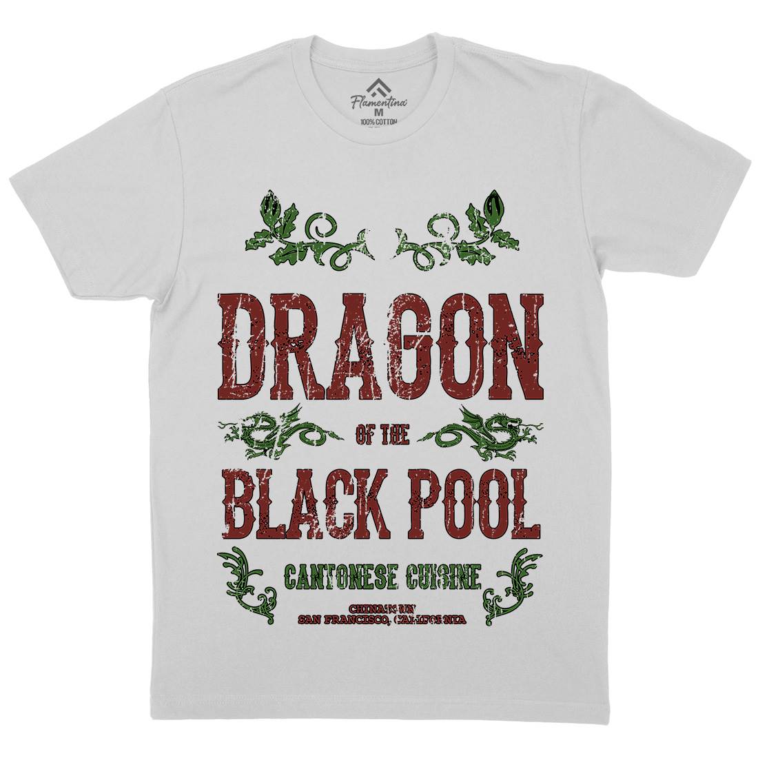 Dragon Of The Black Pool Mens Crew Neck T-Shirt Asian D384
