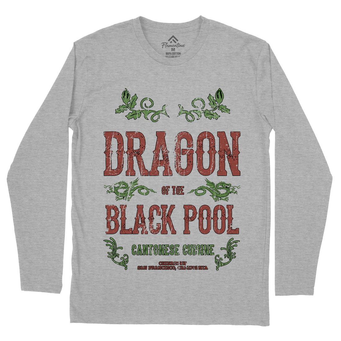 Dragon Of The Black Pool Mens Long Sleeve T-Shirt Asian D384