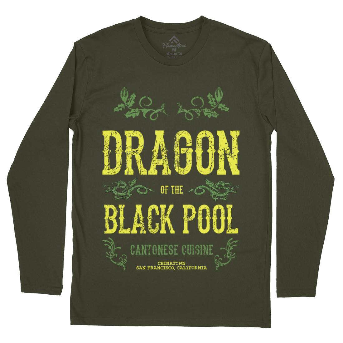 Dragon Of The Black Pool Mens Long Sleeve T-Shirt Asian D384