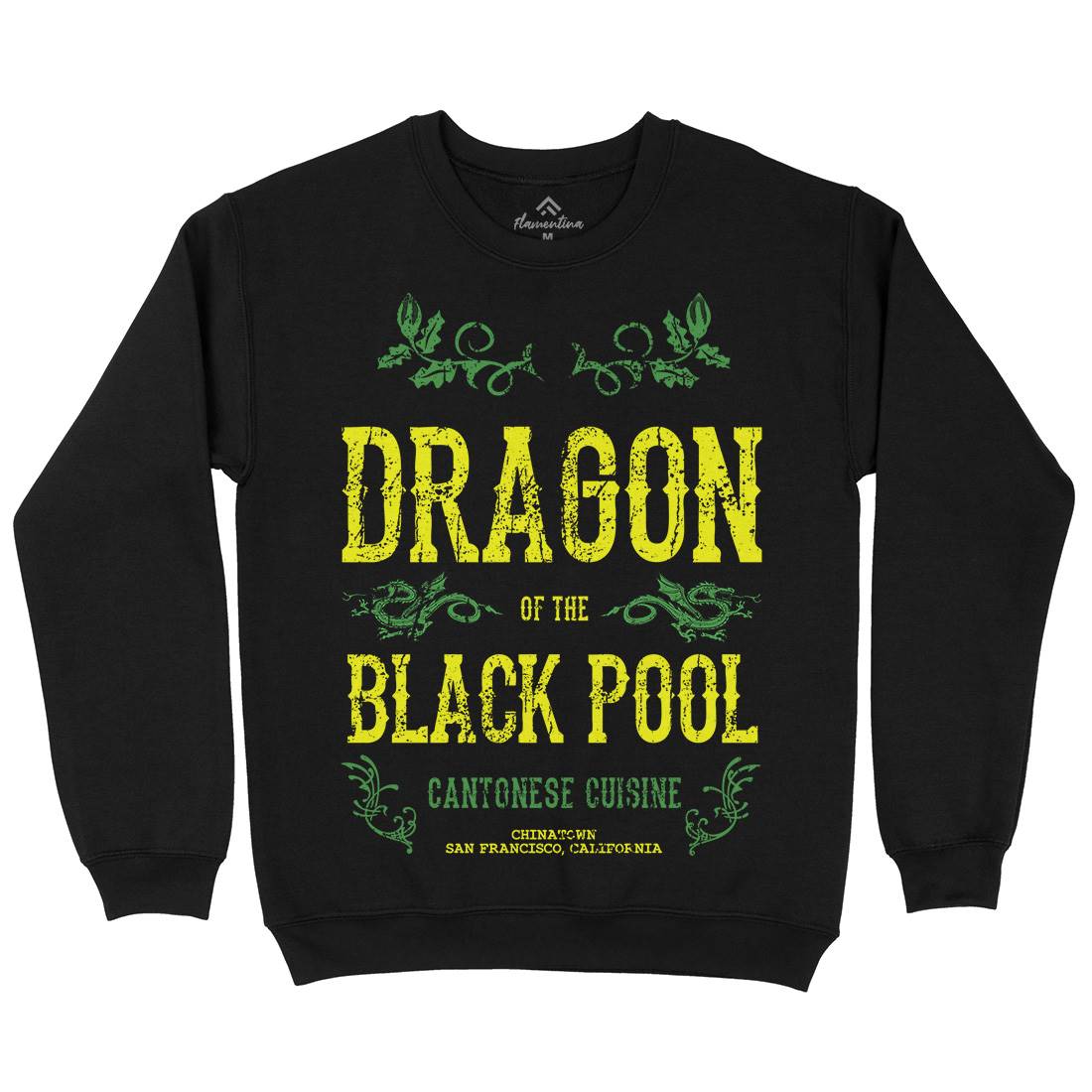 Dragon Of The Black Pool Mens Crew Neck Sweatshirt Asian D384