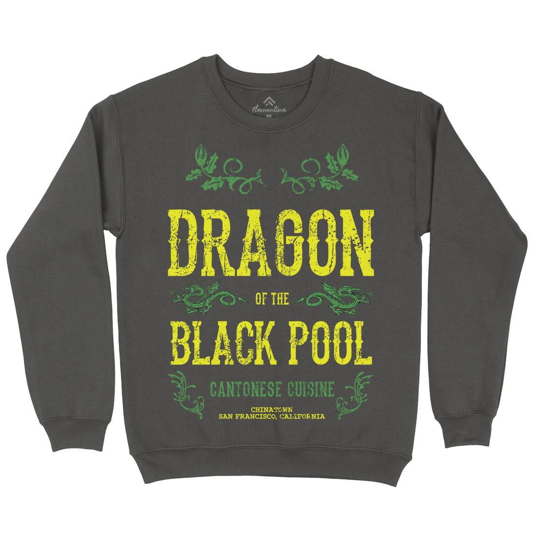 Dragon Of The Black Pool Mens Crew Neck Sweatshirt Asian D384