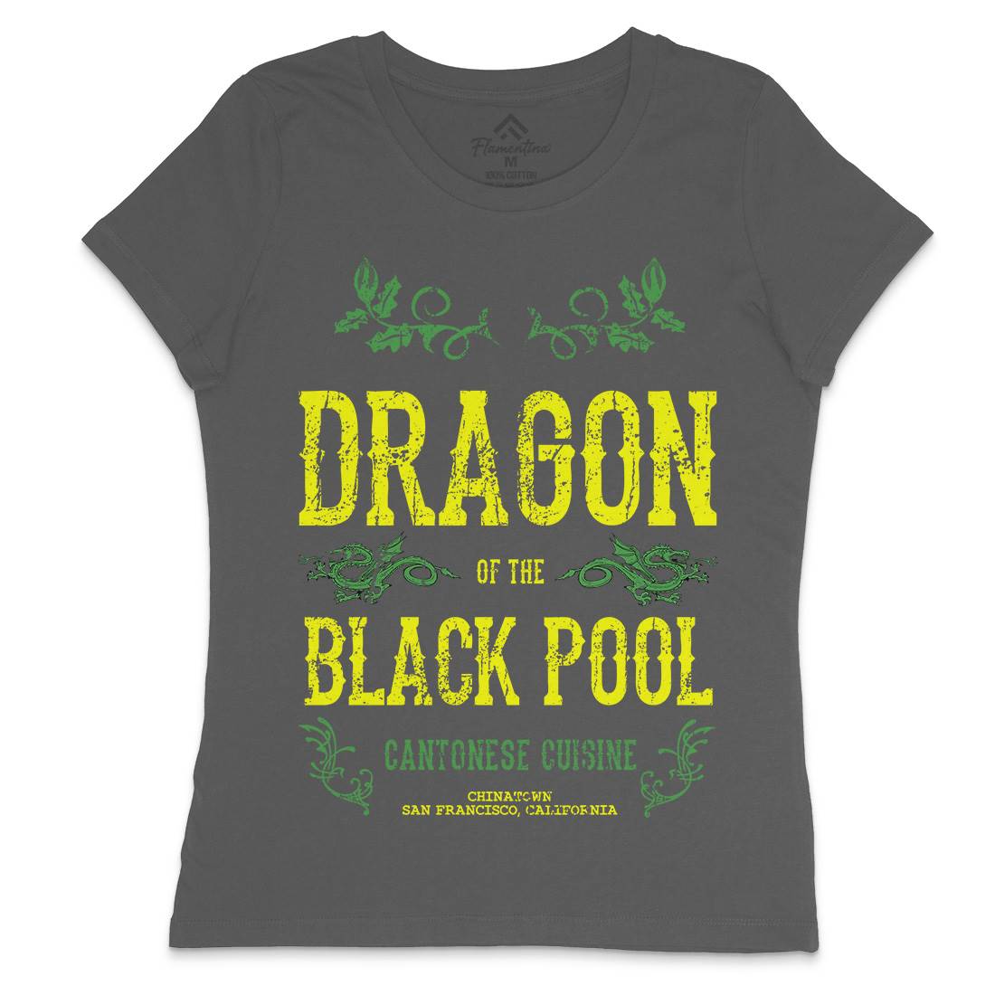 Dragon Of The Black Pool Womens Crew Neck T-Shirt Asian D384