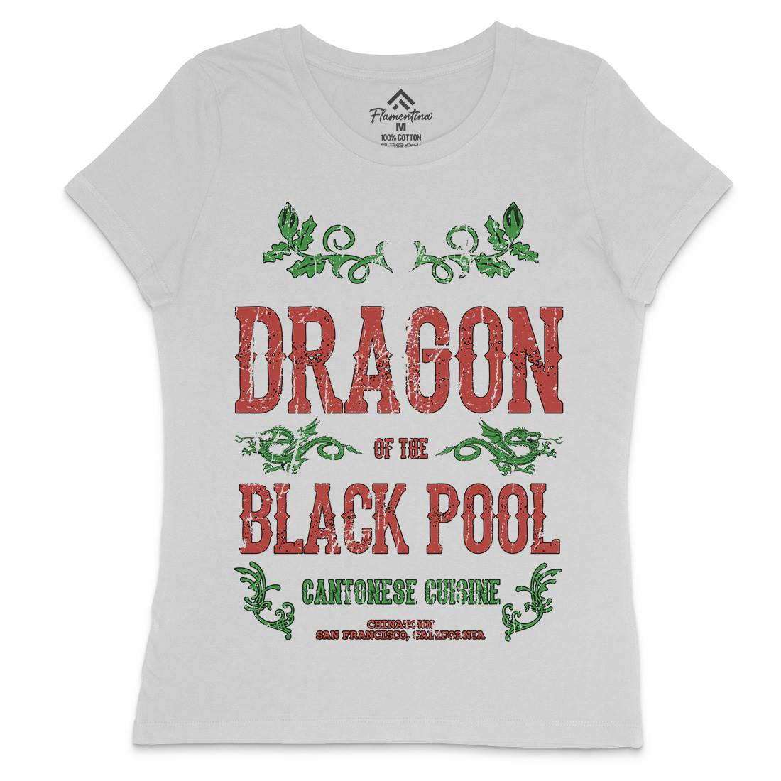 Dragon Of The Black Pool Womens Crew Neck T-Shirt Asian D384