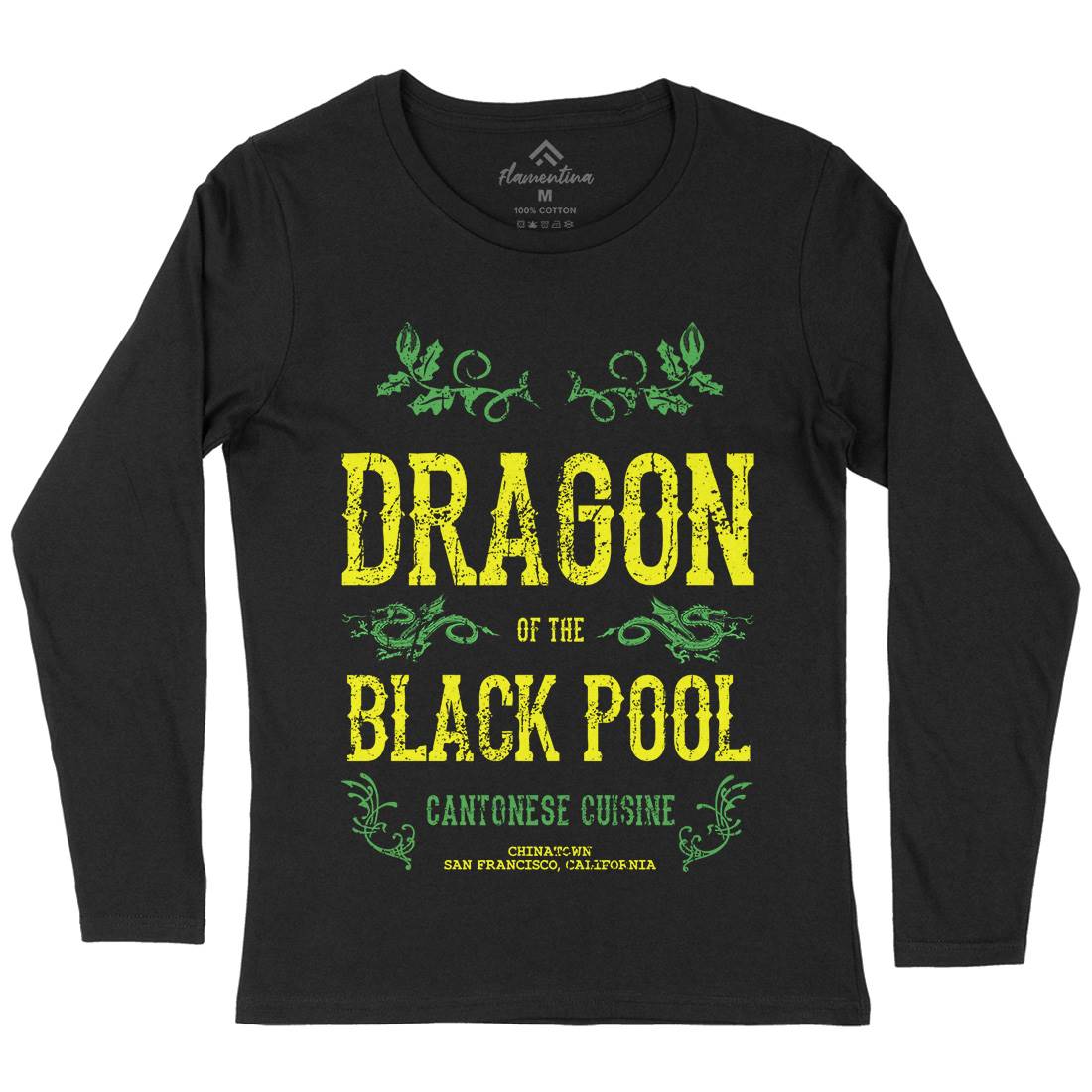 Dragon Of The Black Pool Womens Long Sleeve T-Shirt Asian D384