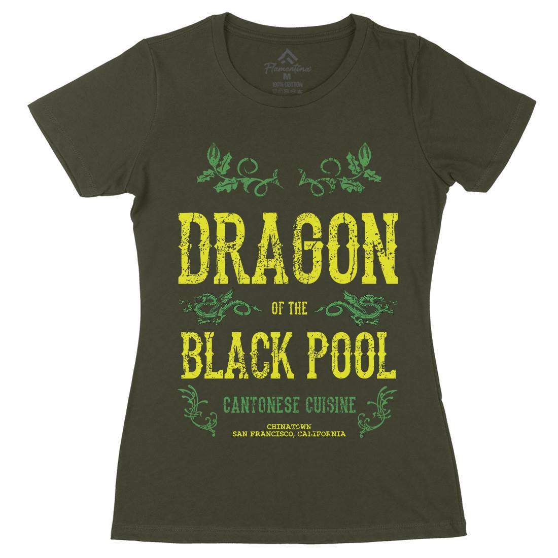 Dragon Of The Black Pool Womens Organic Crew Neck T-Shirt Asian D384