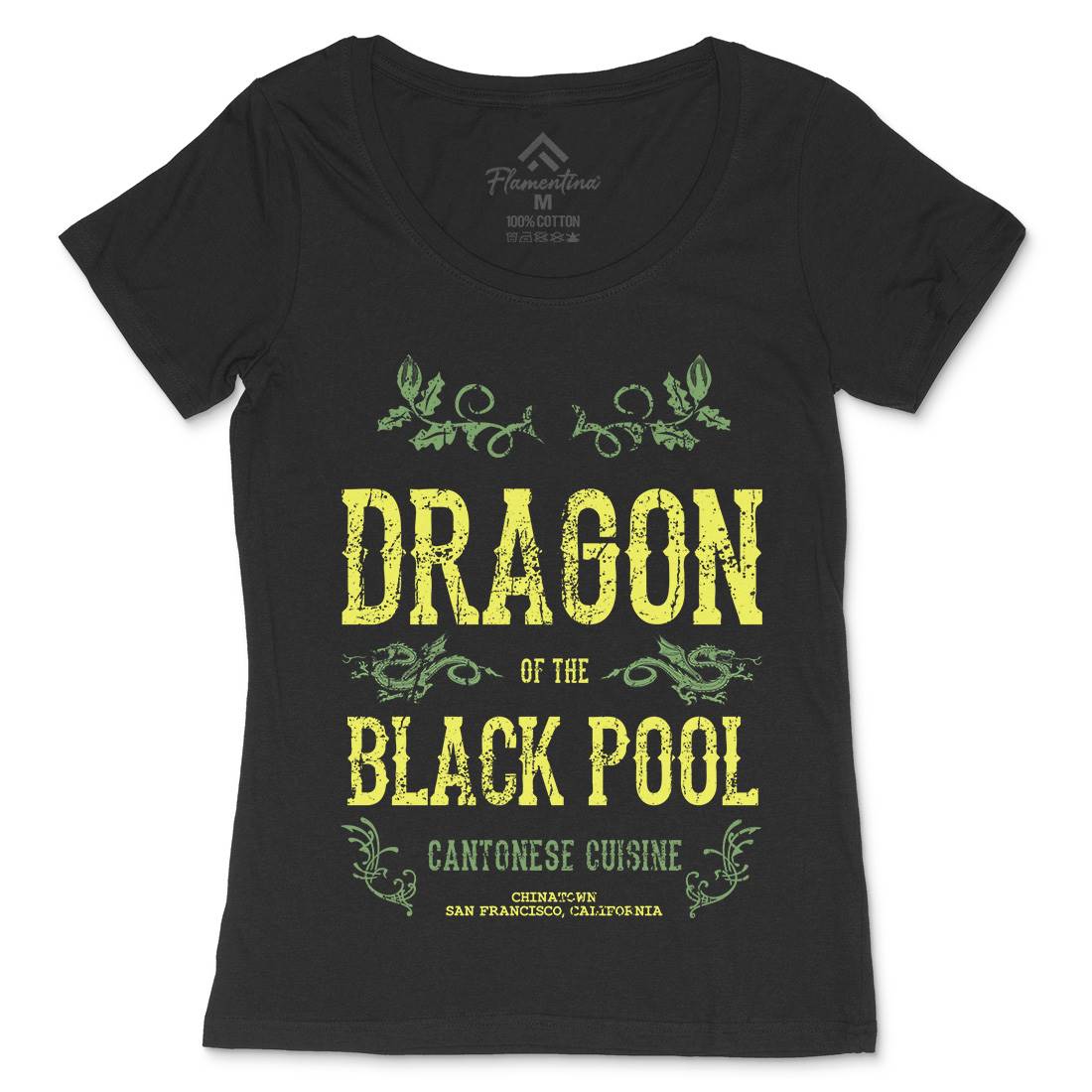 Dragon Of The Black Pool Womens Scoop Neck T-Shirt Asian D384
