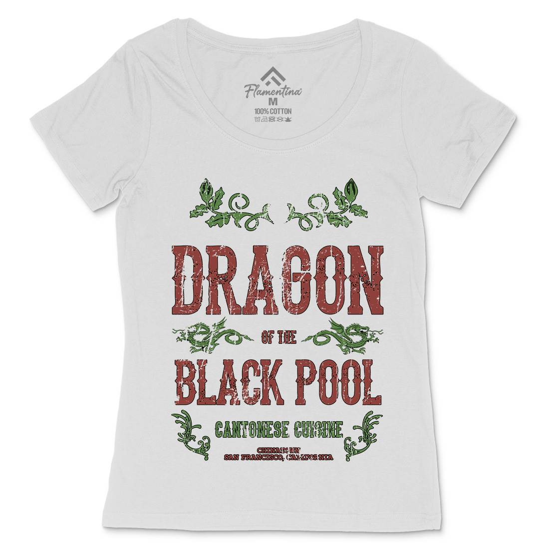 Dragon Of The Black Pool Womens Scoop Neck T-Shirt Asian D384