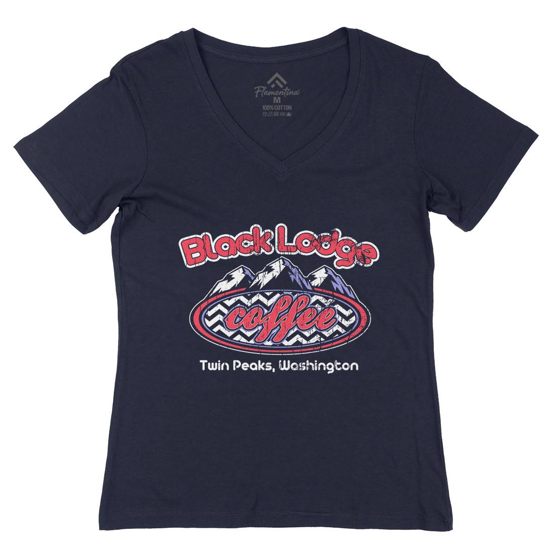Black Lodge Womens Organic V-Neck T-Shirt Horror D386