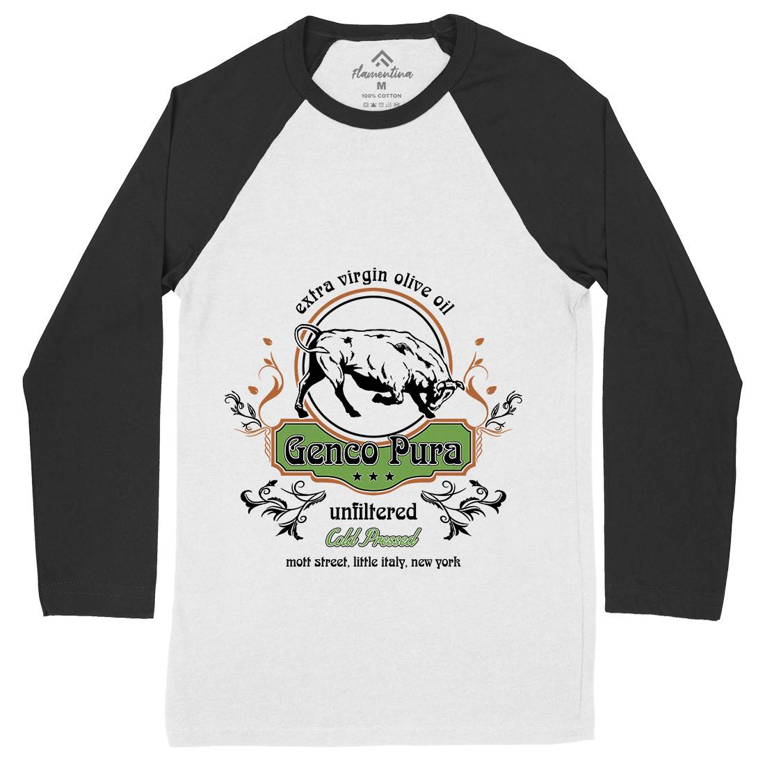 Genco Pura Mens Long Sleeve Baseball T-Shirt Food D387