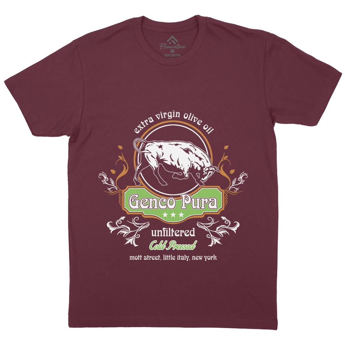 Genco Pura Mens Organic Crew Neck T-Shirt Food D387