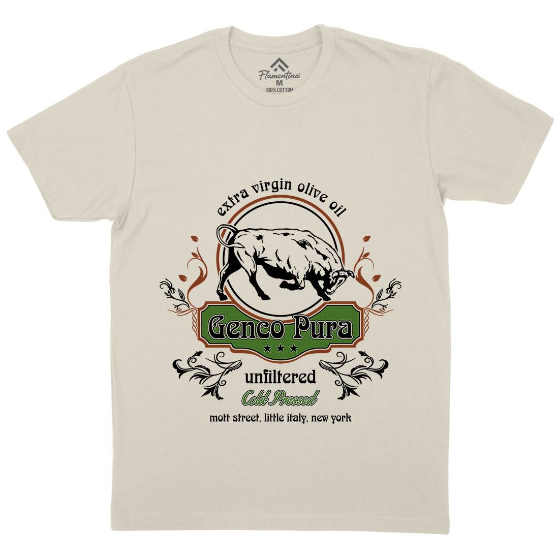 Genco Pura Mens Organic Crew Neck T-Shirt Food D387