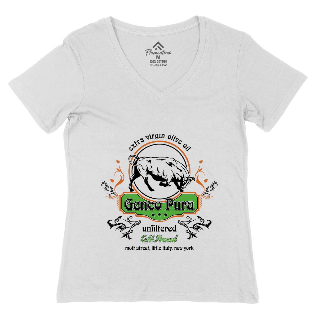 Genco Pura Womens Organic V-Neck T-Shirt Food D387