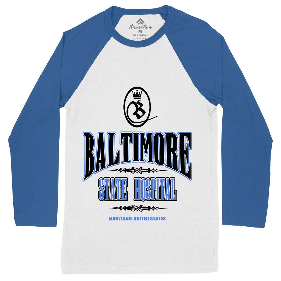 Baltimore Hospital Mens Long Sleeve Baseball T-Shirt Horror D388