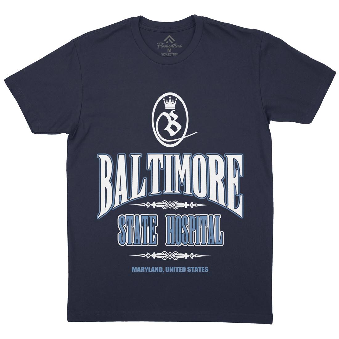 Baltimore Hospital Mens Organic Crew Neck T-Shirt Horror D388