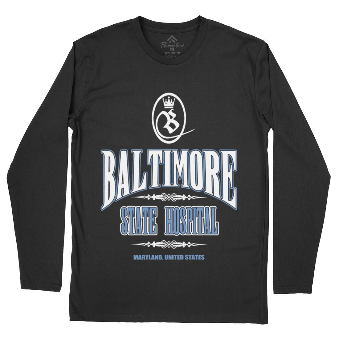 Baltimore Hospital Mens Long Sleeve T-Shirt Horror D388