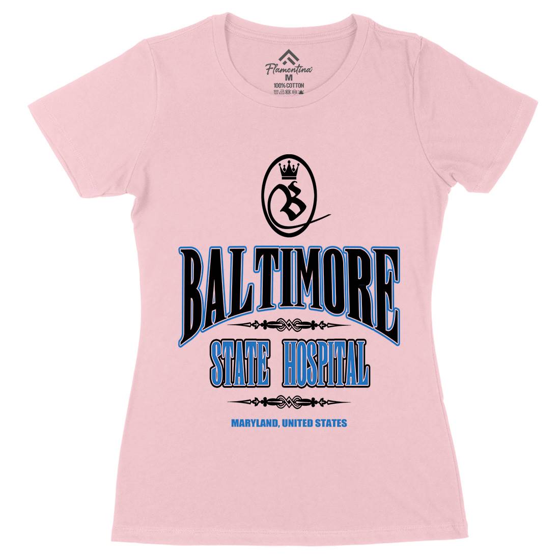 Baltimore Hospital Womens Organic Crew Neck T-Shirt Horror D388
