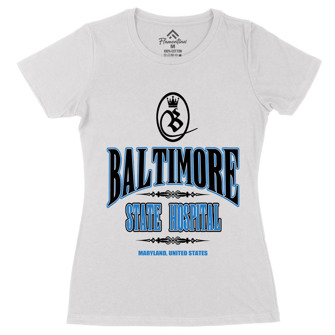 Baltimore Hospital Womens Organic Crew Neck T-Shirt Horror D388