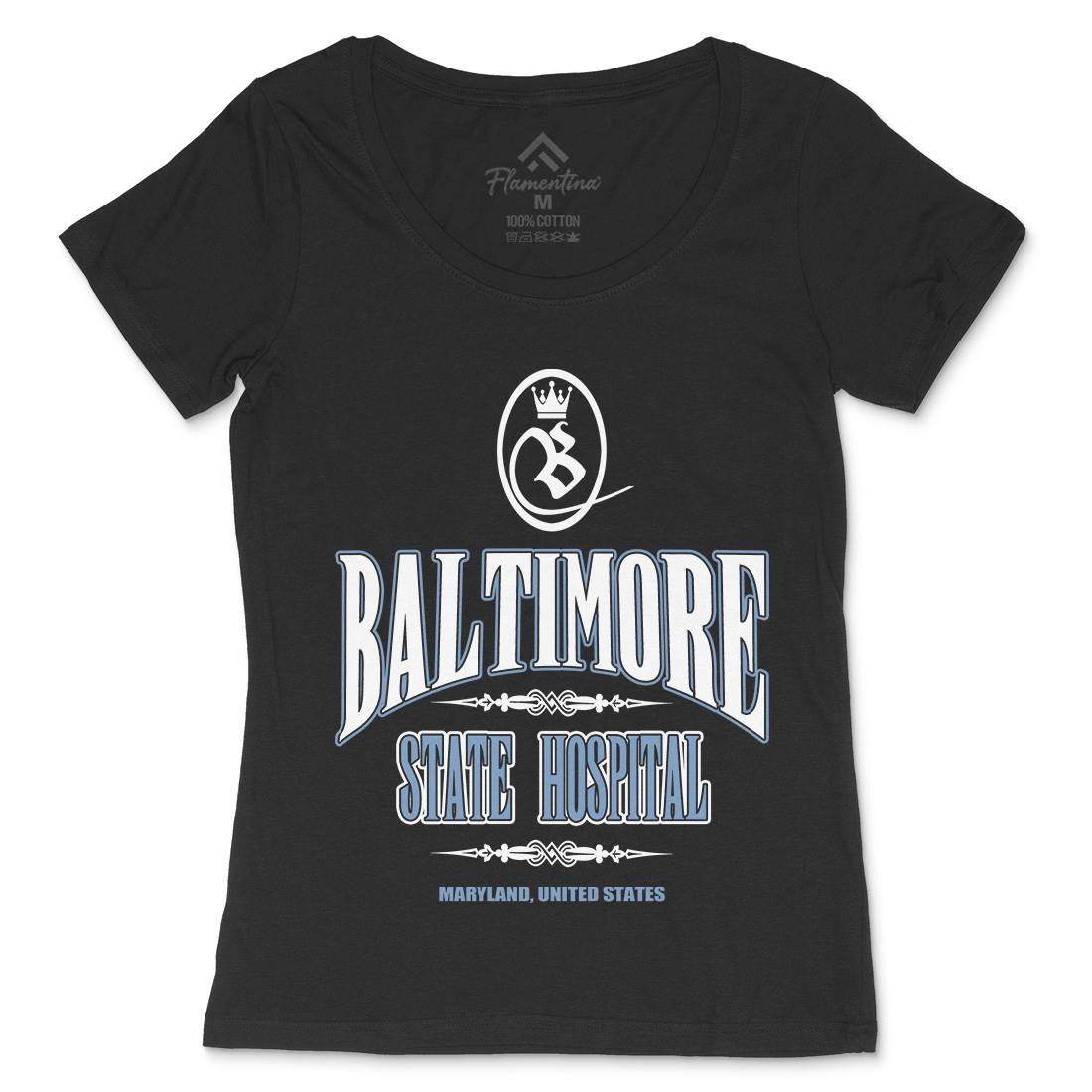 Baltimore Hospital Womens Scoop Neck T-Shirt Horror D388
