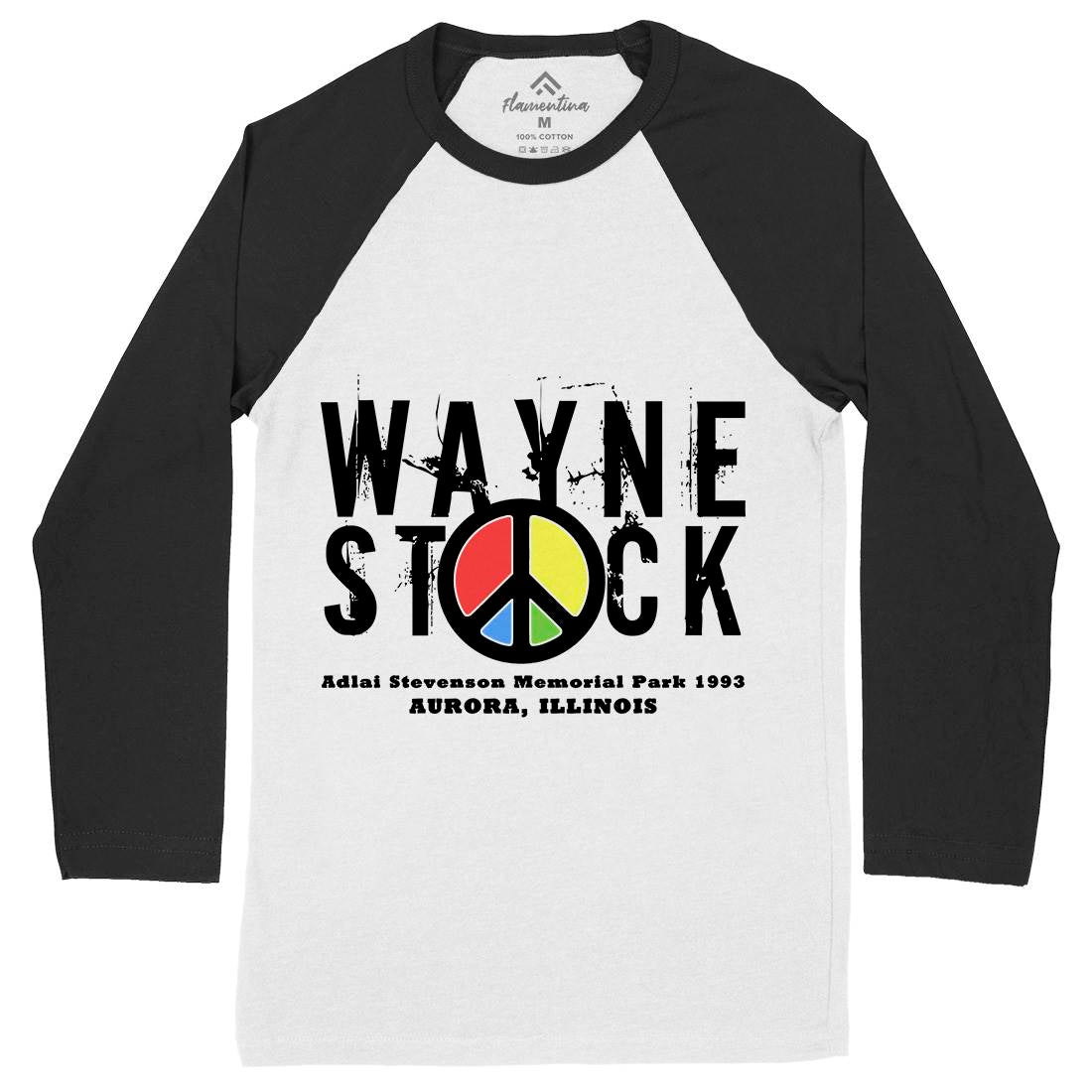 Waynestock Mens Long Sleeve Baseball T-Shirt Music D389