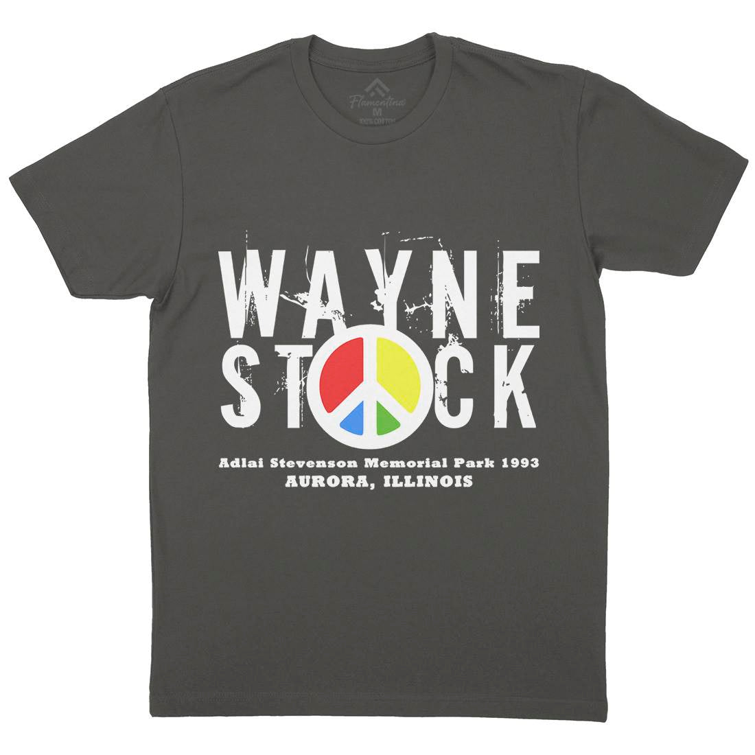 Waynestock Mens Organic Crew Neck T-Shirt Music D389