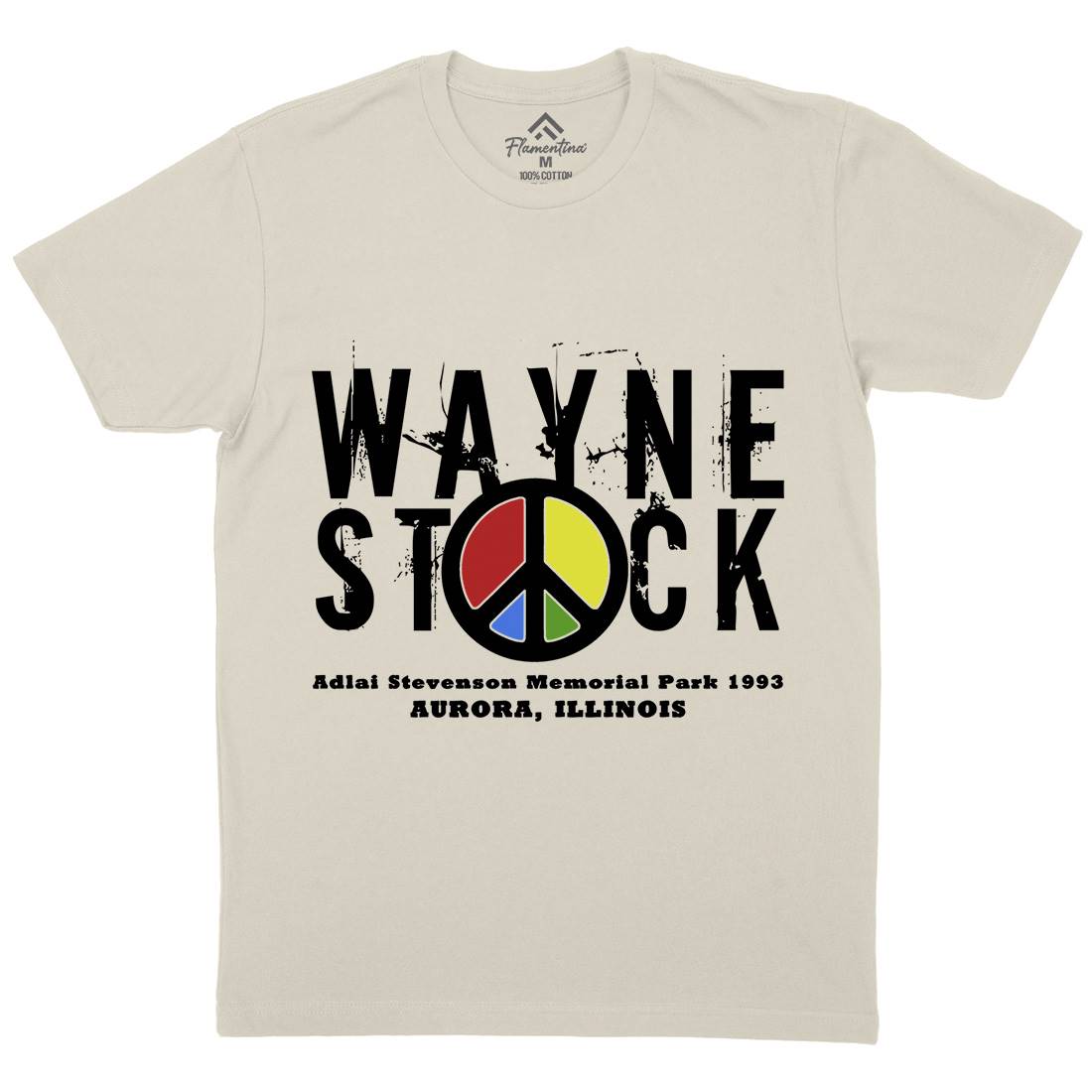 Waynestock Mens Organic Crew Neck T-Shirt Music D389