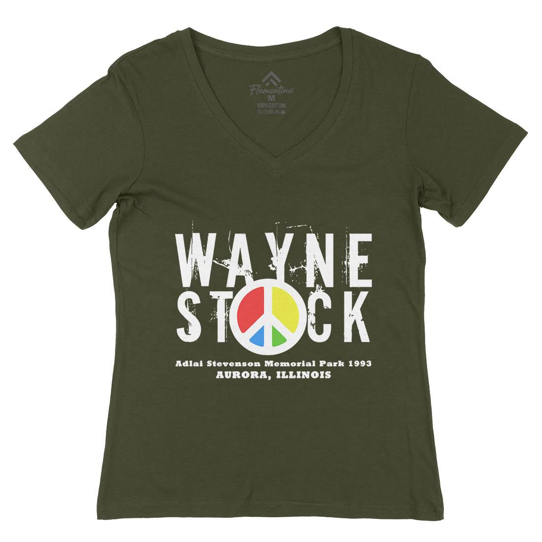 Waynestock Womens Organic V-Neck T-Shirt Music D389