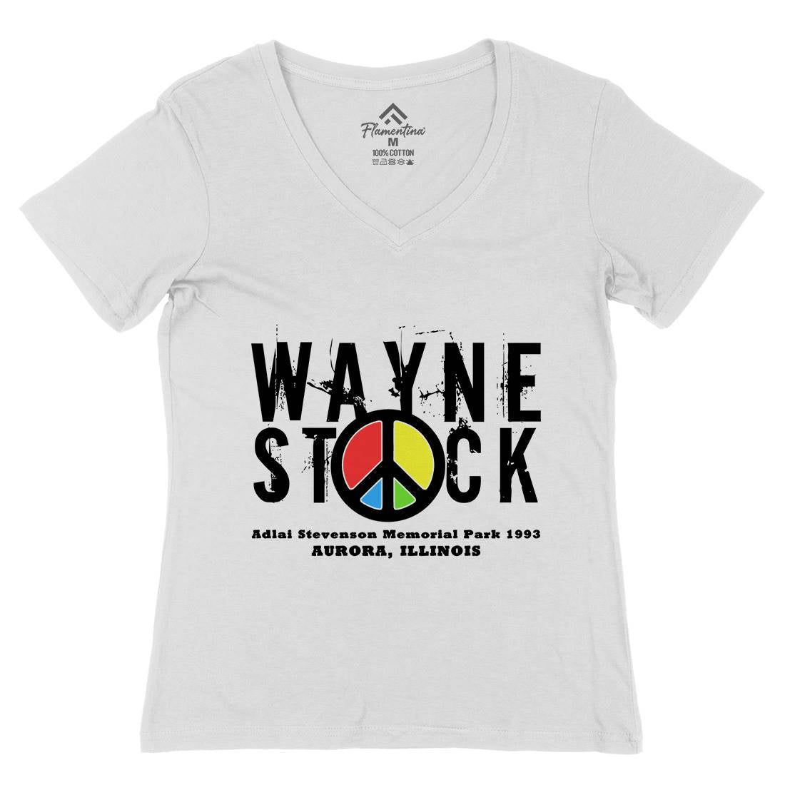 Waynestock Womens Organic V-Neck T-Shirt Music D389